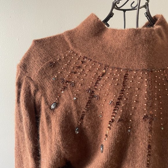 Vintage Angora Sweater with Rhinestone Detailing Made in Italy Gaia Golf Firenze - Picture 2 of 9